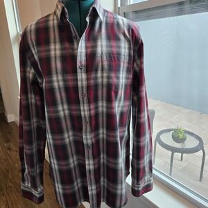 Structure Mens Size Large Button-up Shirt Plaid Long Sleeves 100% Cotton